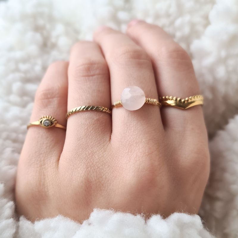 Ring Rozenkwarts Goud - Love Story