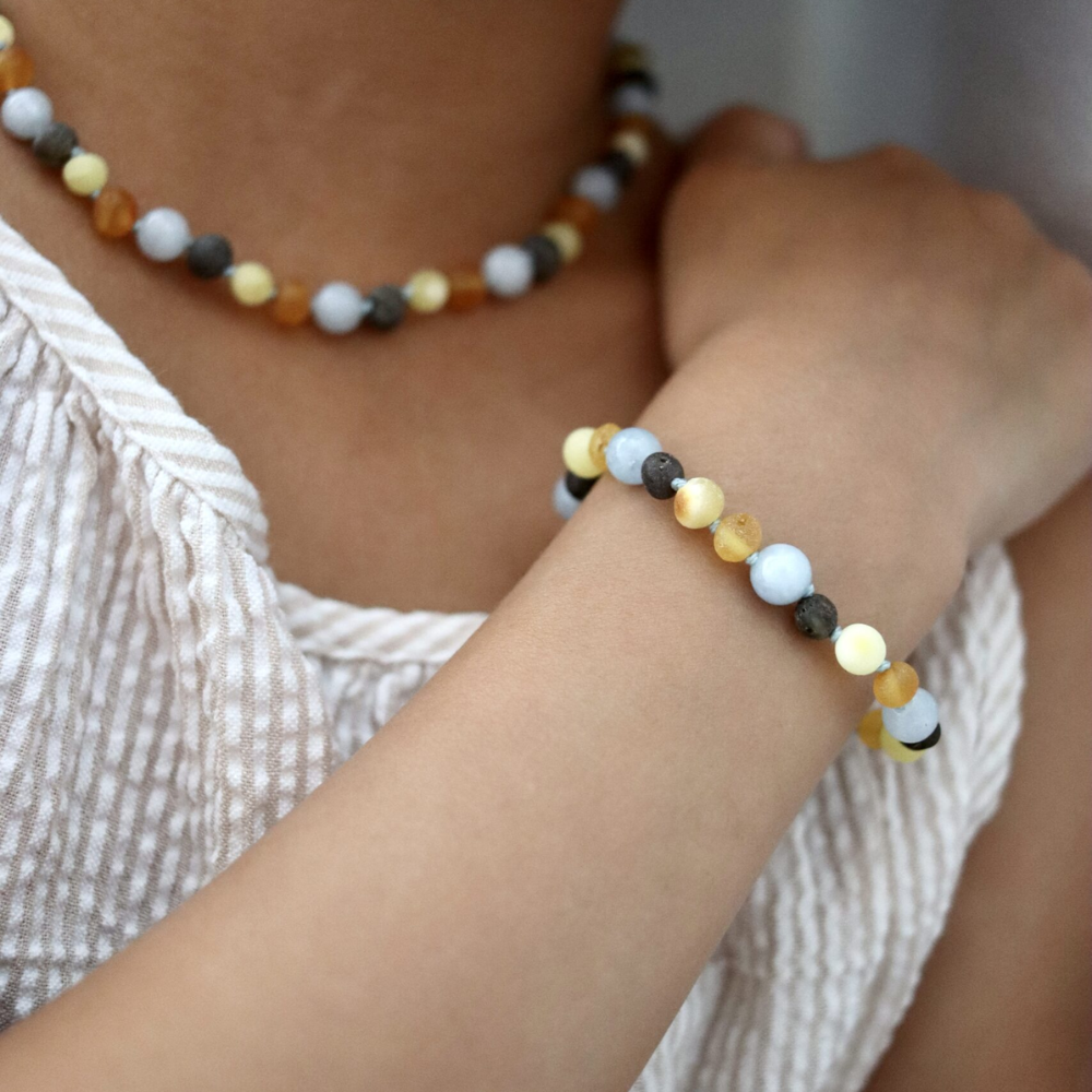 Armband Barnsteen Aquamarijn - Baby & Peuter/ Kleuter
