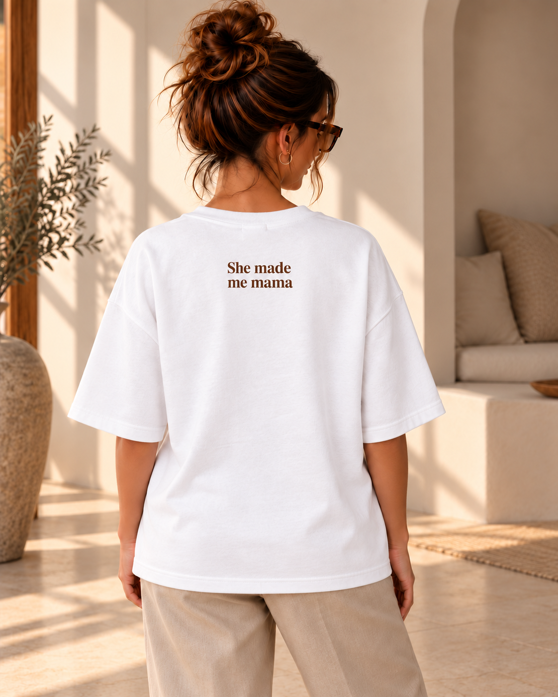 T-shirt She made me mama - Wit (mama)