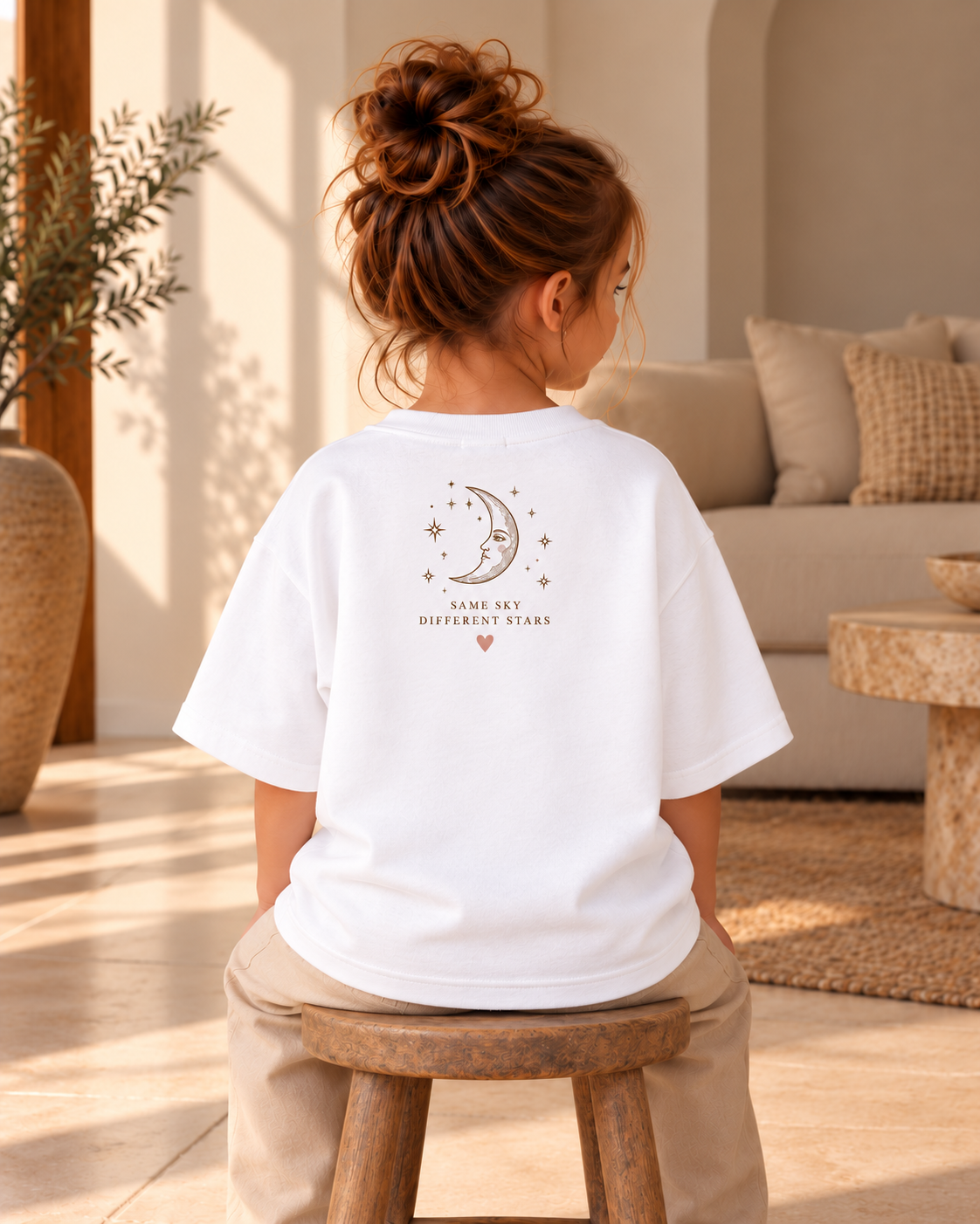 T-shirt Same Sky Different Stars Maan - Wit (mini)