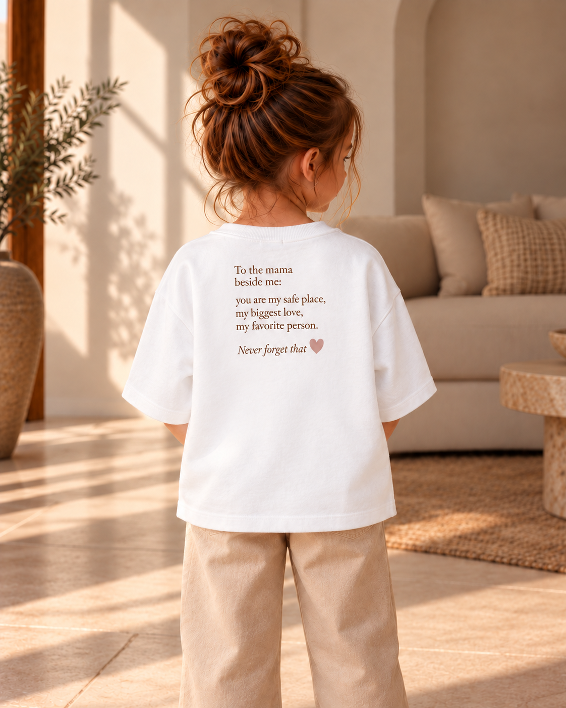 T-shirt To the mama beside me - Wit (mini)
