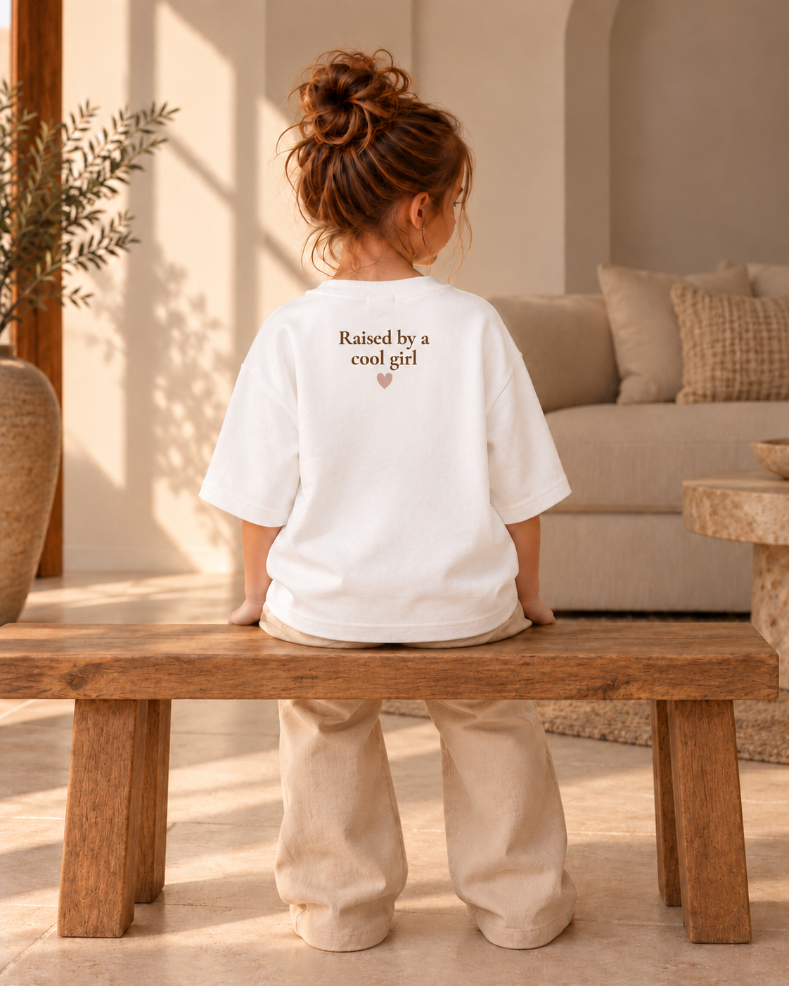 T-shirt Raised by a cool girl - Wit (mini)