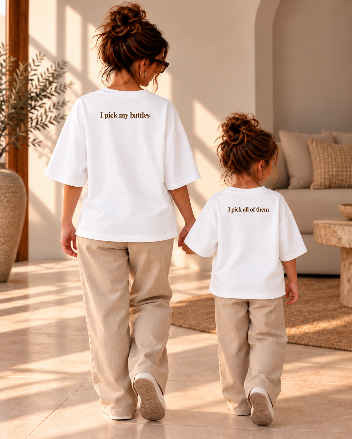 T-shirt I pick my battles - Wit (mama)