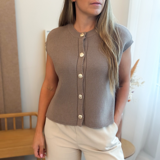 Top Taupegrijs - Gilet