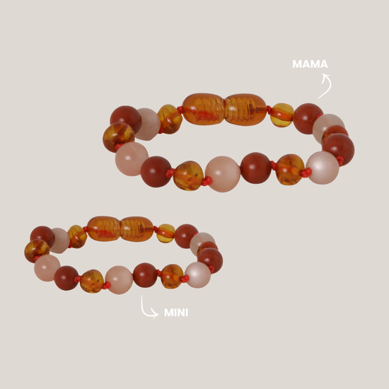 Matching armbandjes – Barnsteen, Rode Jaspis & Zonnesteen | Kracht & Positiviteit