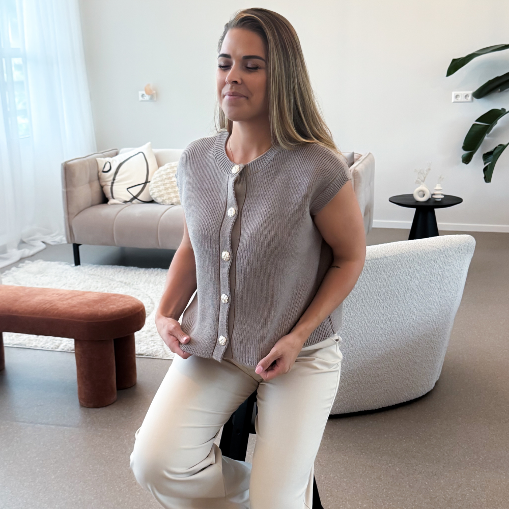 Top Taupegrijs - Gilet