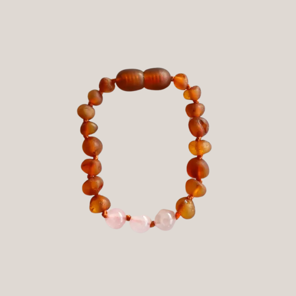 Armband Barnsteen & Rozenkwarts – Matching
