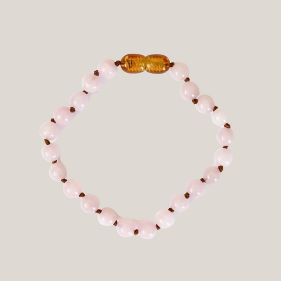 Armband Barnsteen & Rozenkwarts – Volwassenen