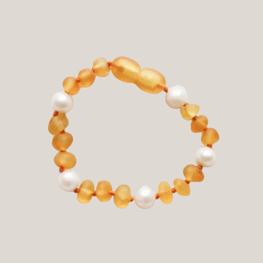 Armband Barnsteen & Parel – Matching & Enkelbandje