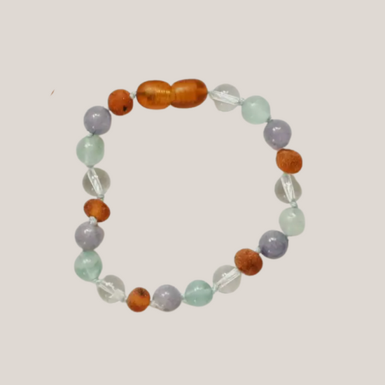 Armband Barnsteen, Fluoriet & Aquamarijn – Matching