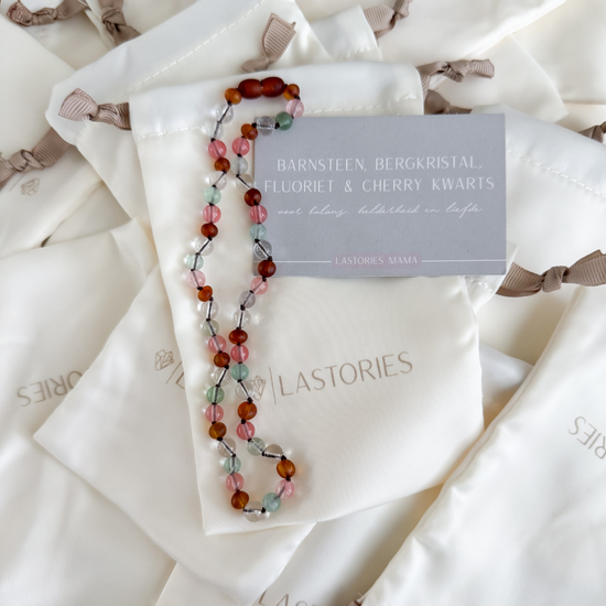 Ketting Barnsteen, Cherry Kwarts & Bergkristal - Matching