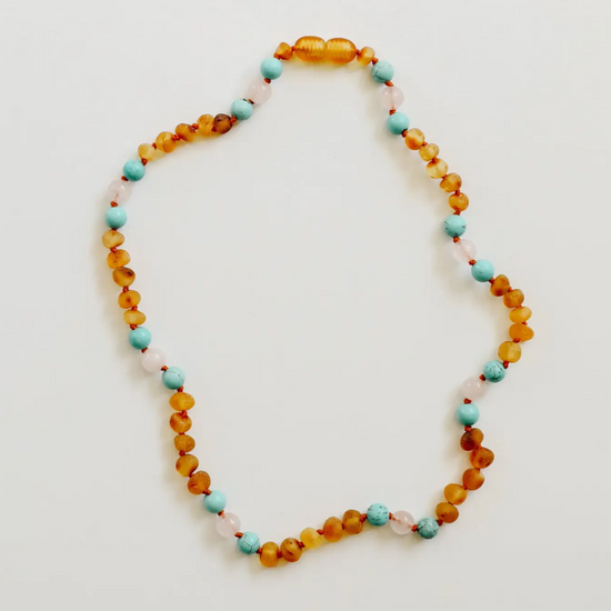 Ketting Barnsteen, Turkoois & Rozenkwarts – Matching