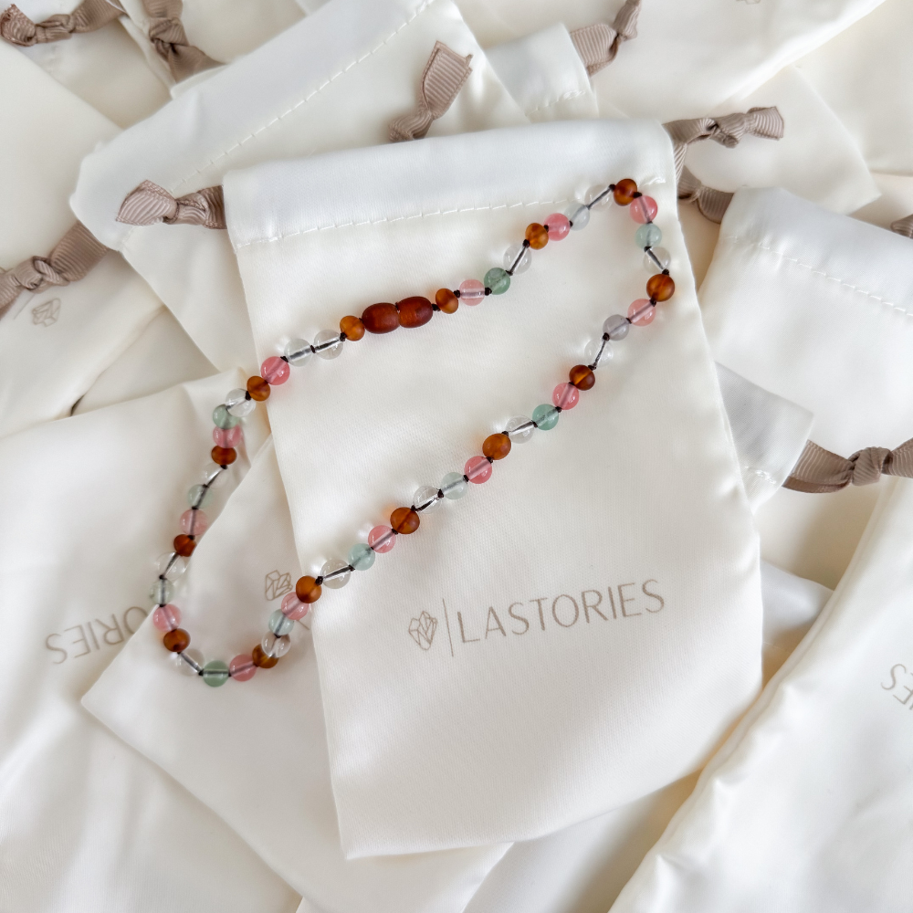 Ketting Barnsteen, Cherry Kwarts & Bergkristal - Matching