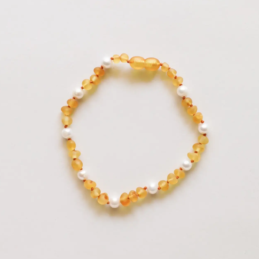 Armband Barnsteen & Parel – Matching & Enkelbandje