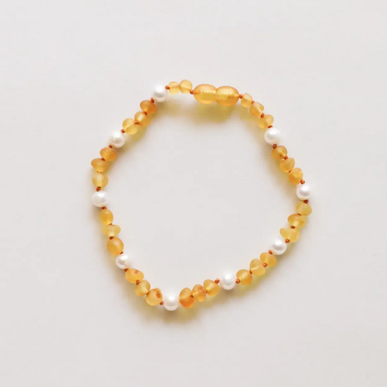Armband Barnsteen & Parel – Matching & Enkelbandje