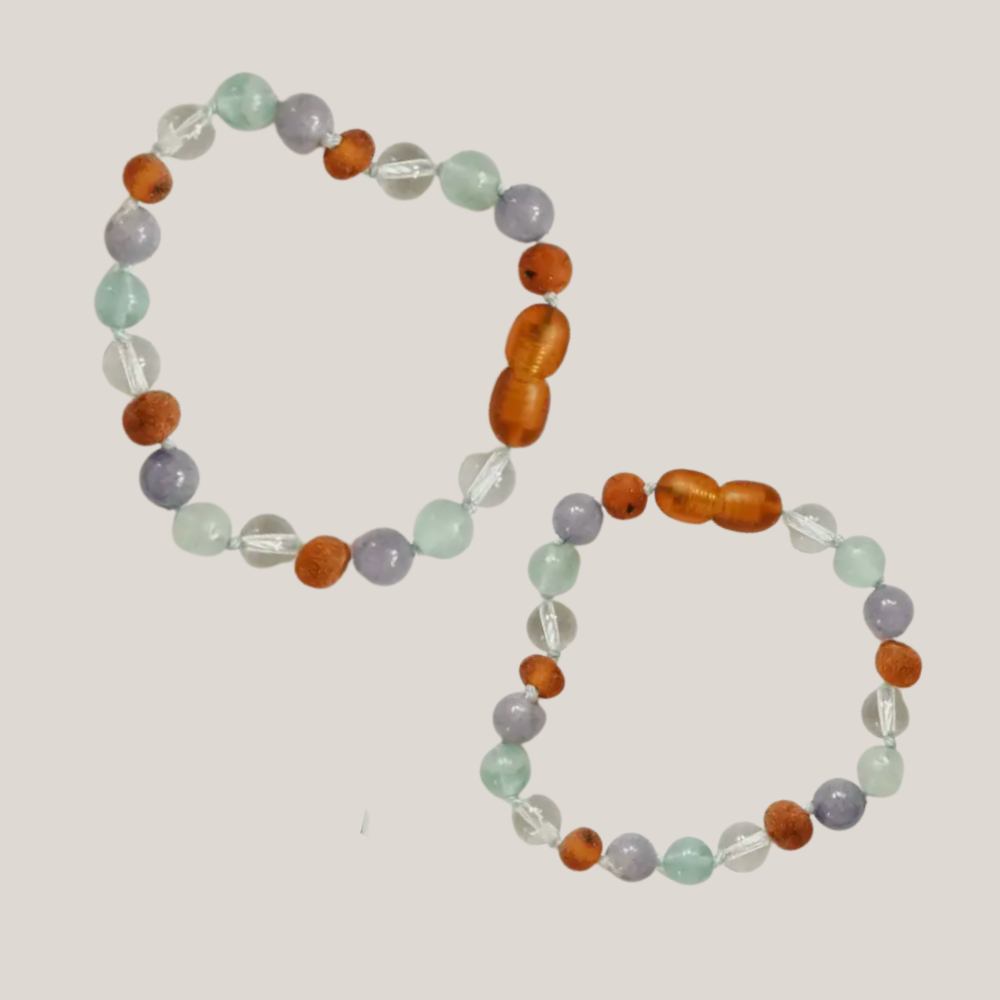 Moeder & Dochter Armbandjes – Barnsteen & Fluoriet | Beschermende Rust