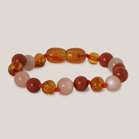 Armband Barnsteen, Rode Jaspis & Zonnesteen - Matching