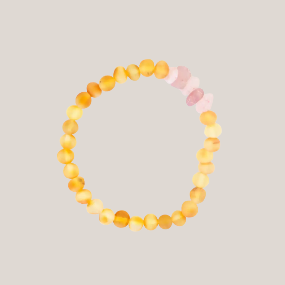 Armband Barnsteen & Rozenkwarts – Volwassenen