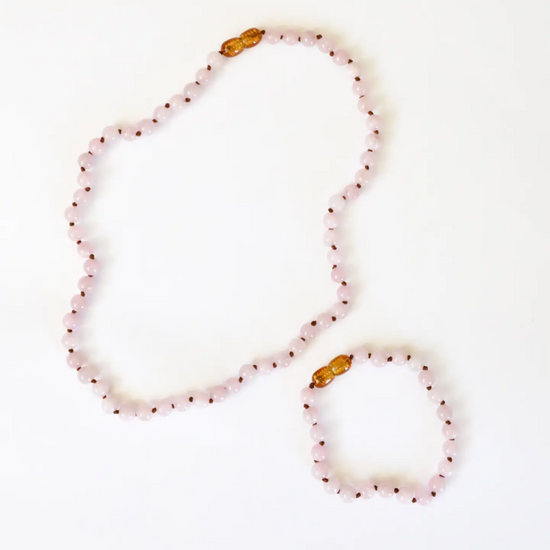 Armband Barnsteen & Rozenkwarts – Volwassenen