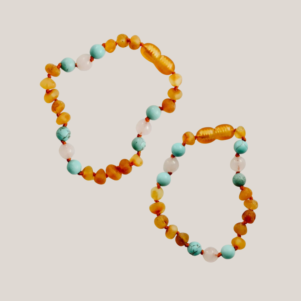 Moeder & Dochter Armbandjes – Barnsteen & Turkoois | Liefde & Kracht