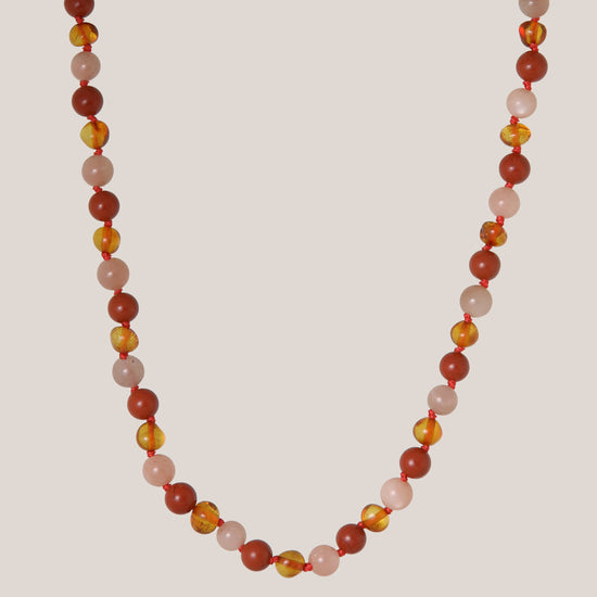 Ketting Barnsteen, Rode Jaspis & Zonnesteen - Matching