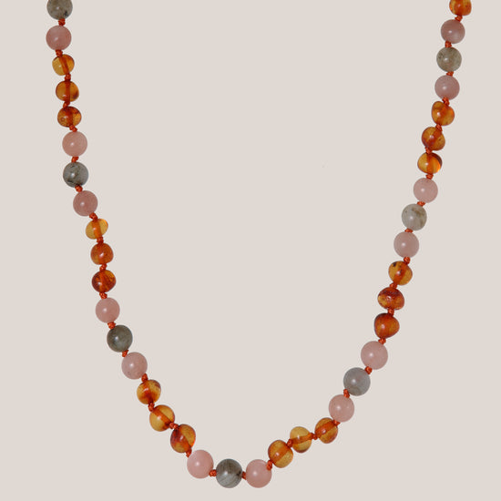 Ketting Barnsteen, Labradoriet & Zonnesteen - Matching