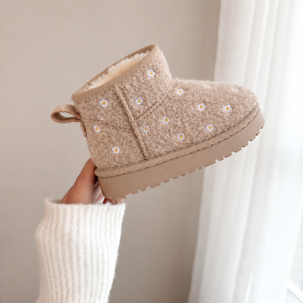 Daisy Boots Hoog - Beige fluffy (mini)