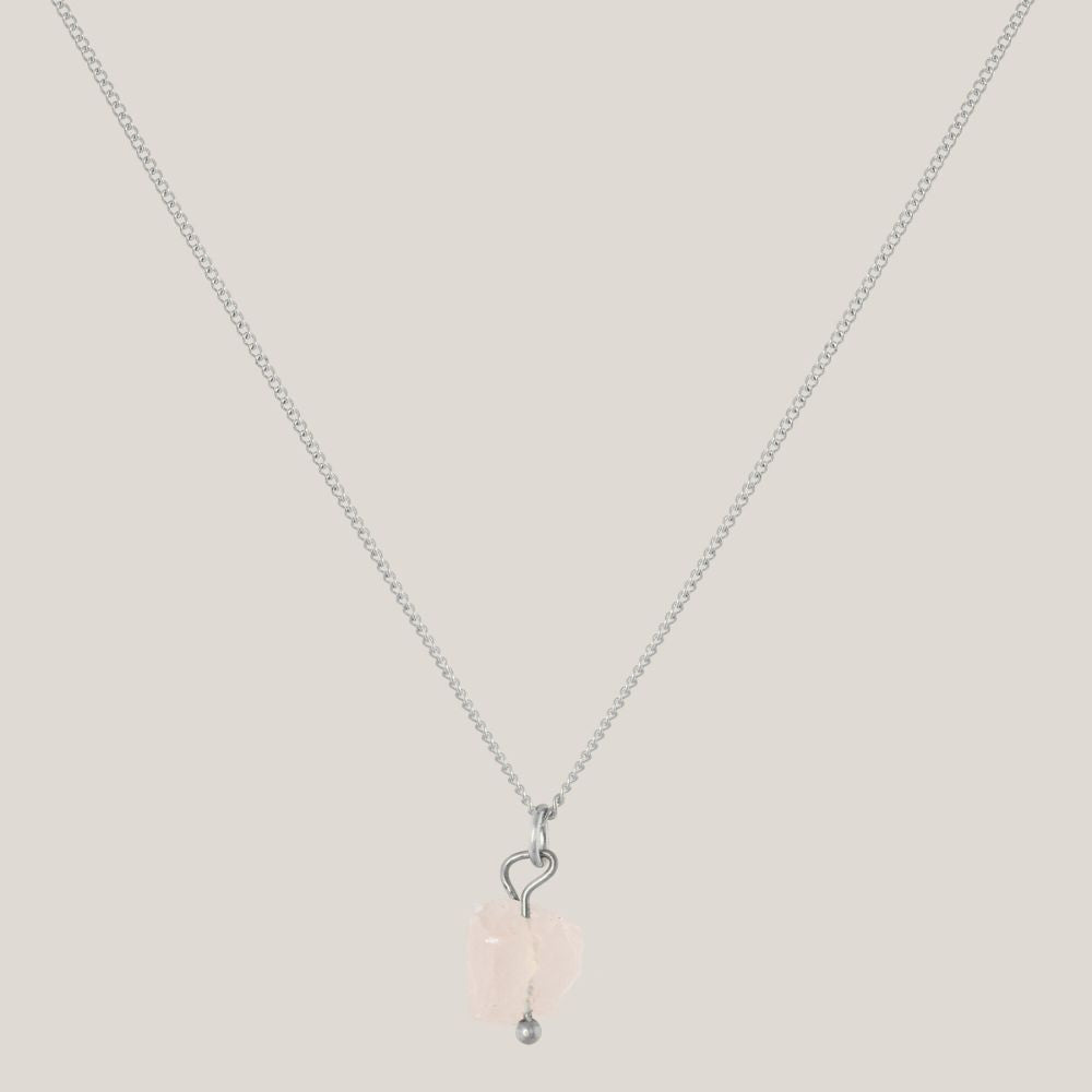 Ketting Rozenkwarts Zilver - Liefde & Zachtheid