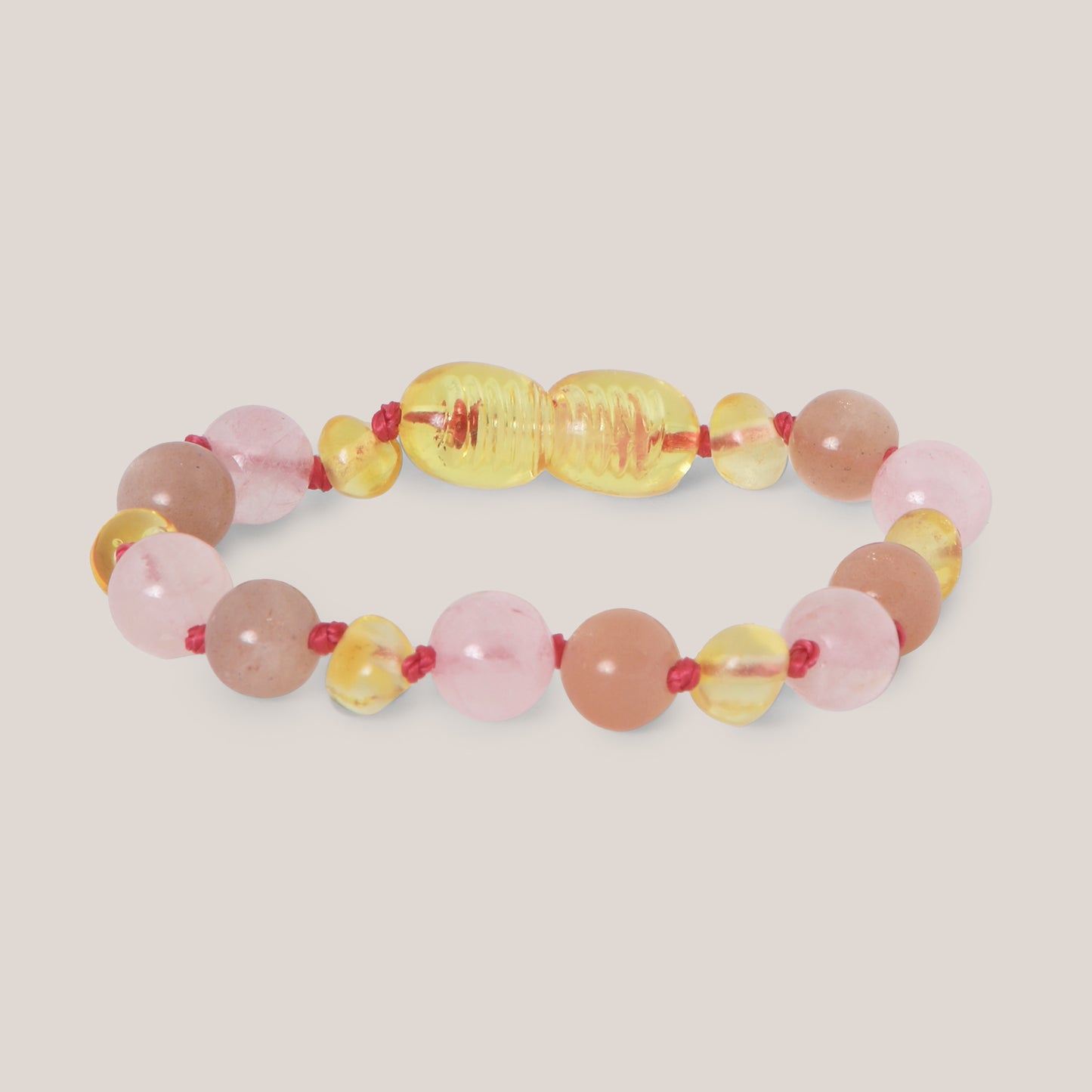 Armband Barnsteen, Rozenkwarts en Zonnesteen - Matching