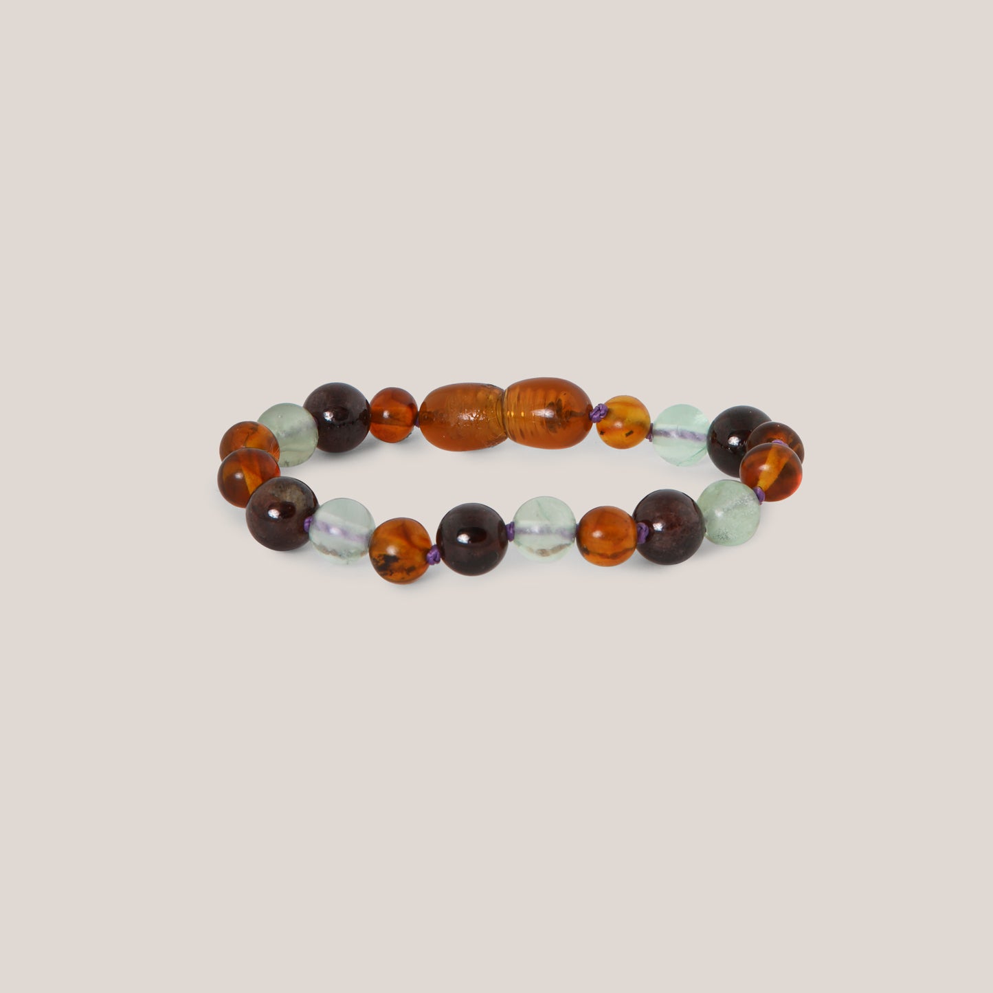 Armband Barnsteen, Granaat & Fluoriet - Matching
