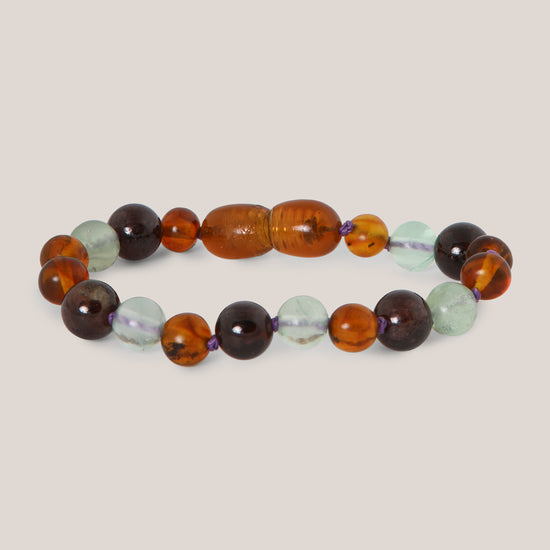 Armband Barnsteen, Granaat & Fluoriet - Matching