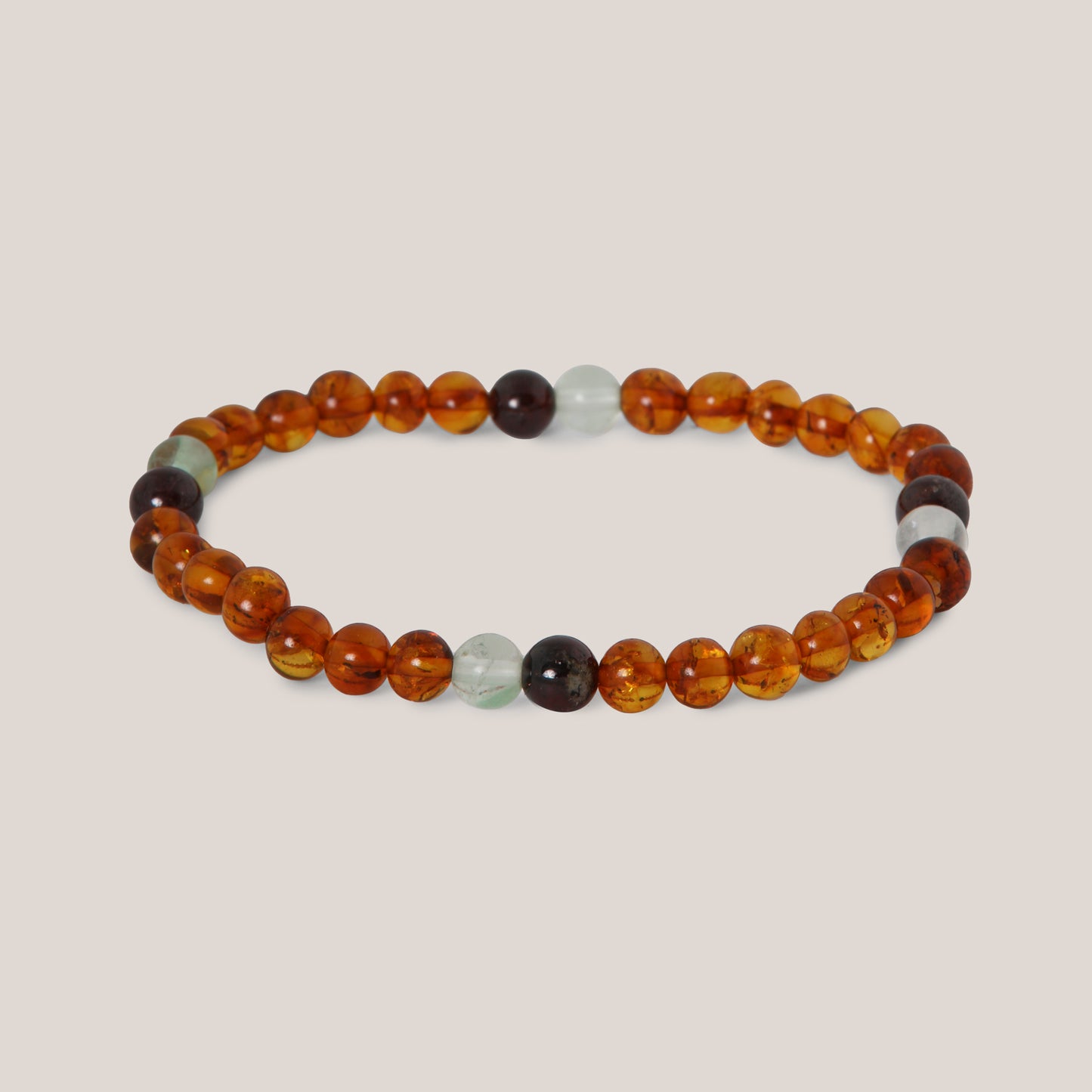 Armband Barnsteen, Granaat & Fluoriet - Matching