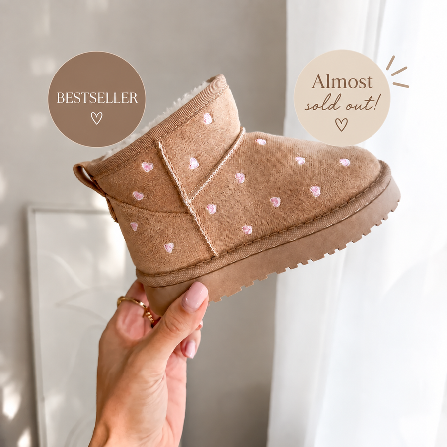 Heart Boots hoog - Beige (mini)