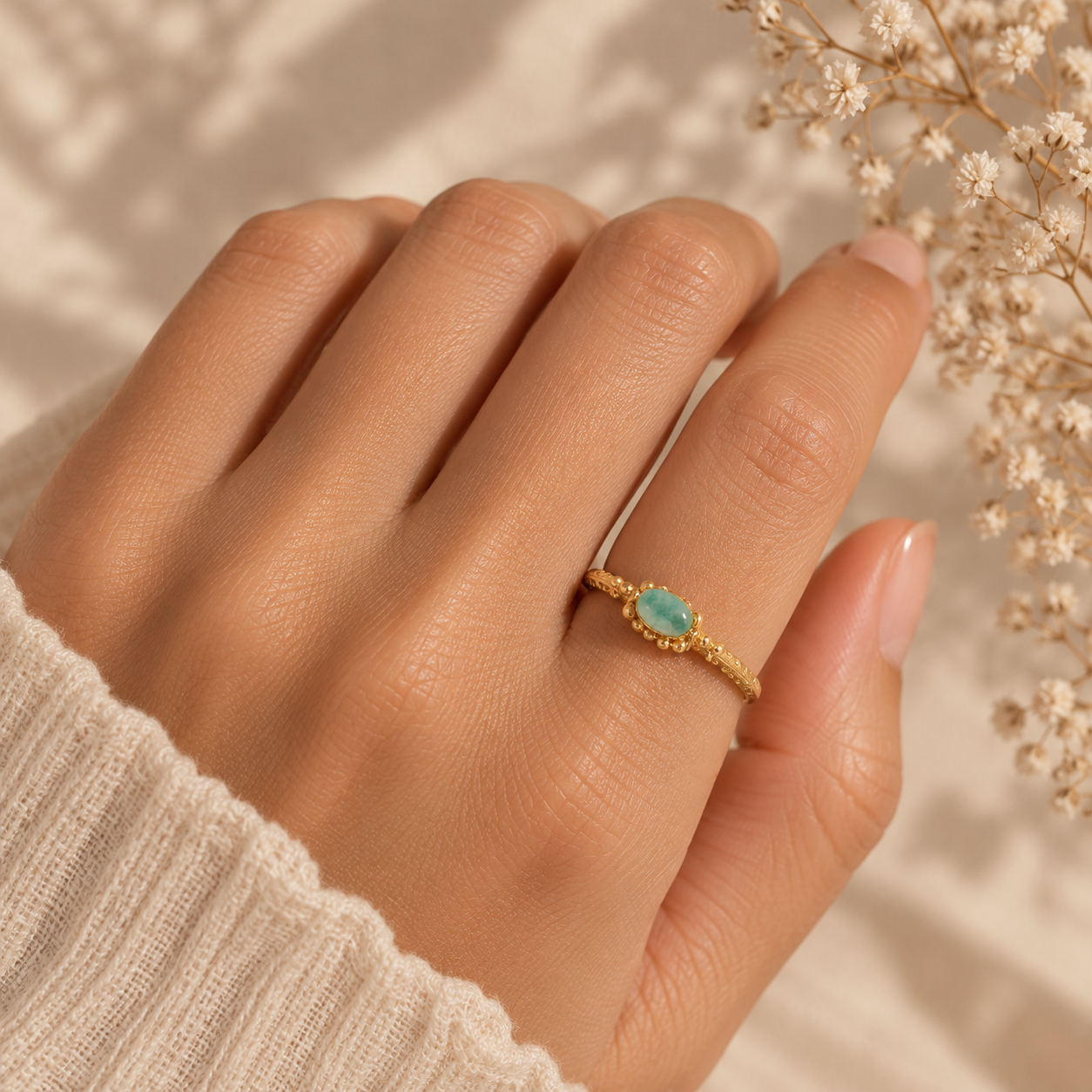 Ring Amazoniet Goud - La Jessie