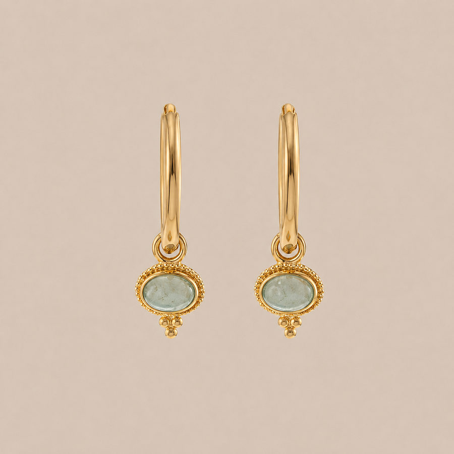 Oorbellen Amazoniet Goud - La Esmee