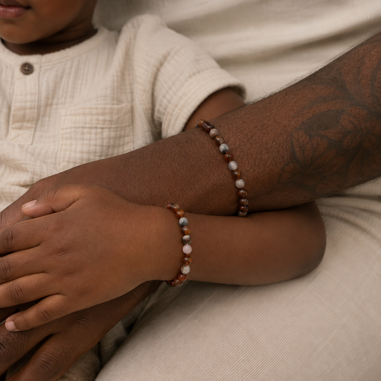 Matching armbandjes – Barnsteen & Crazy Lace Agaat | Balans & Vertrouwen