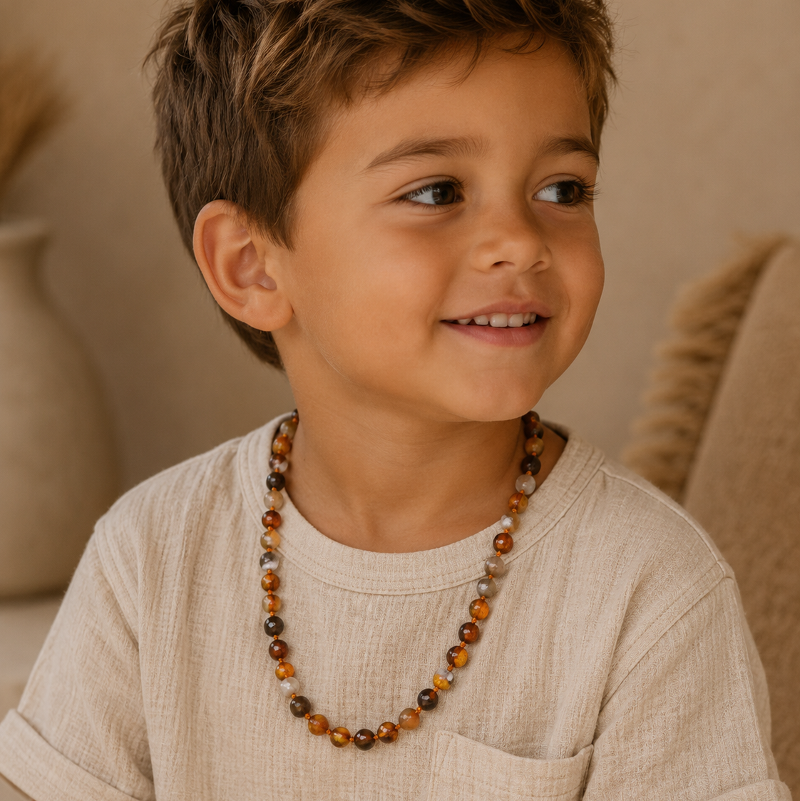 Ketting Barnsteen & Crazy Lace Agaat - Matching