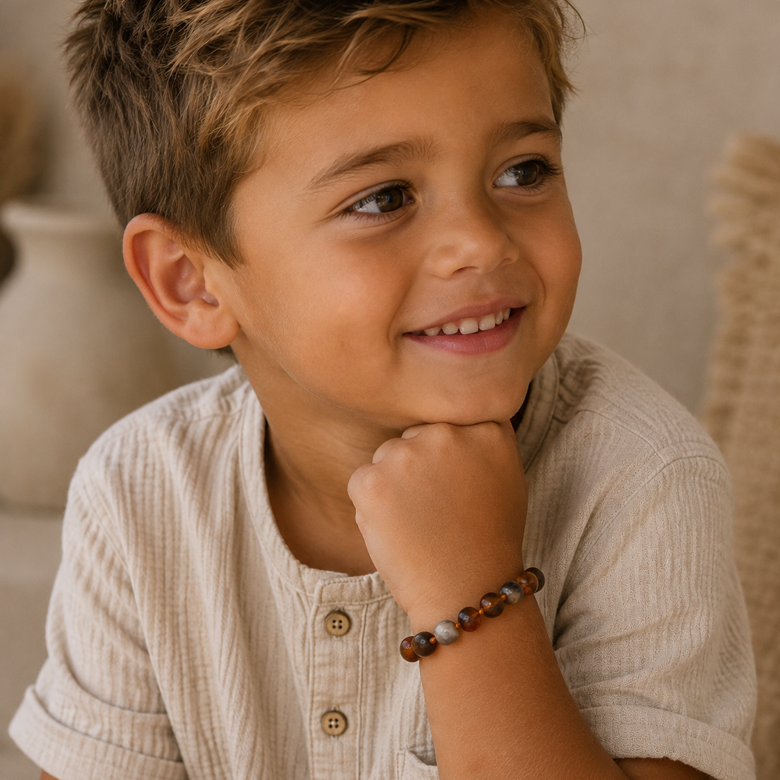 Armband Barnsteen & Crazy Lace Agaat - Matching