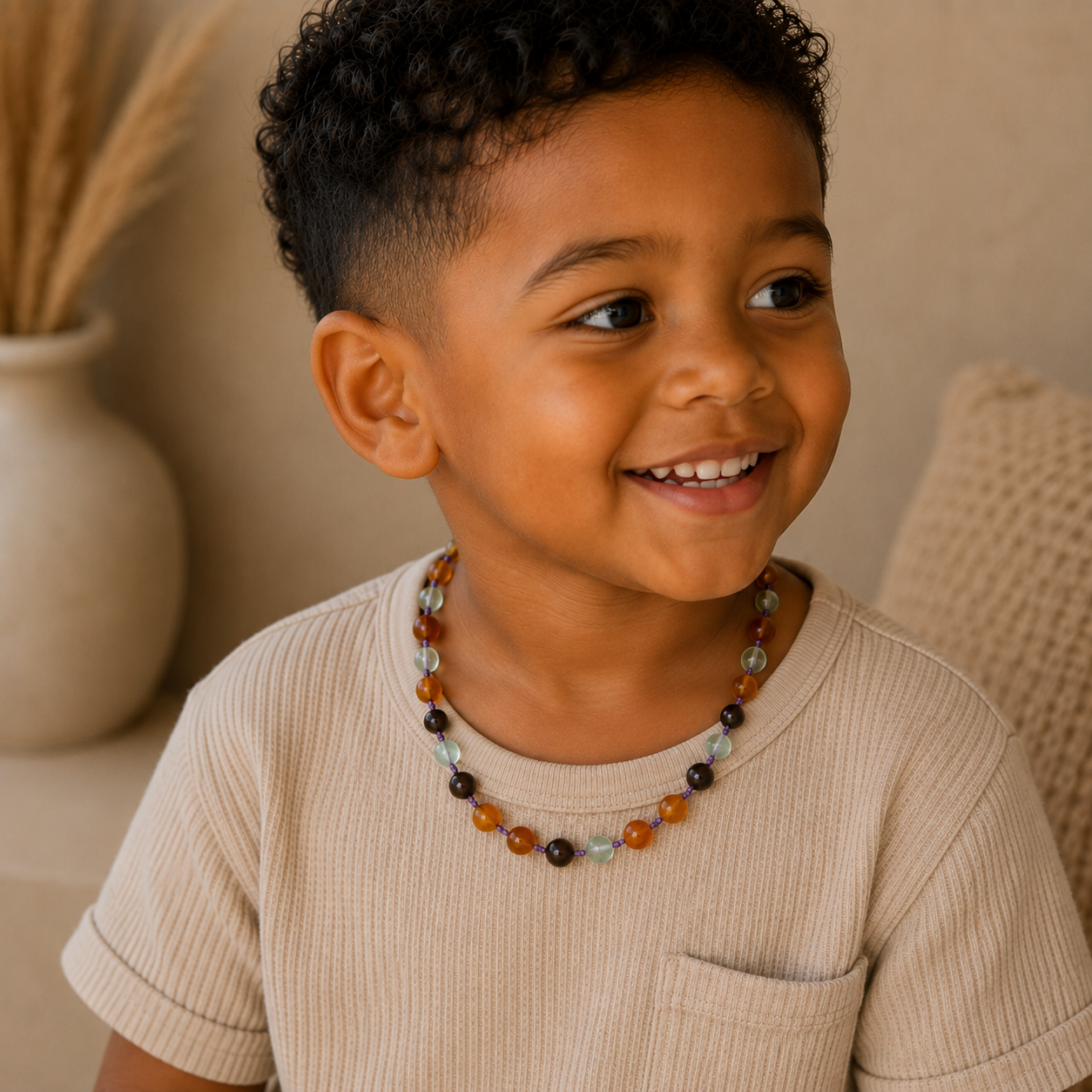 Ketting Barnsteen, Granaat & Fluoriet - Matching