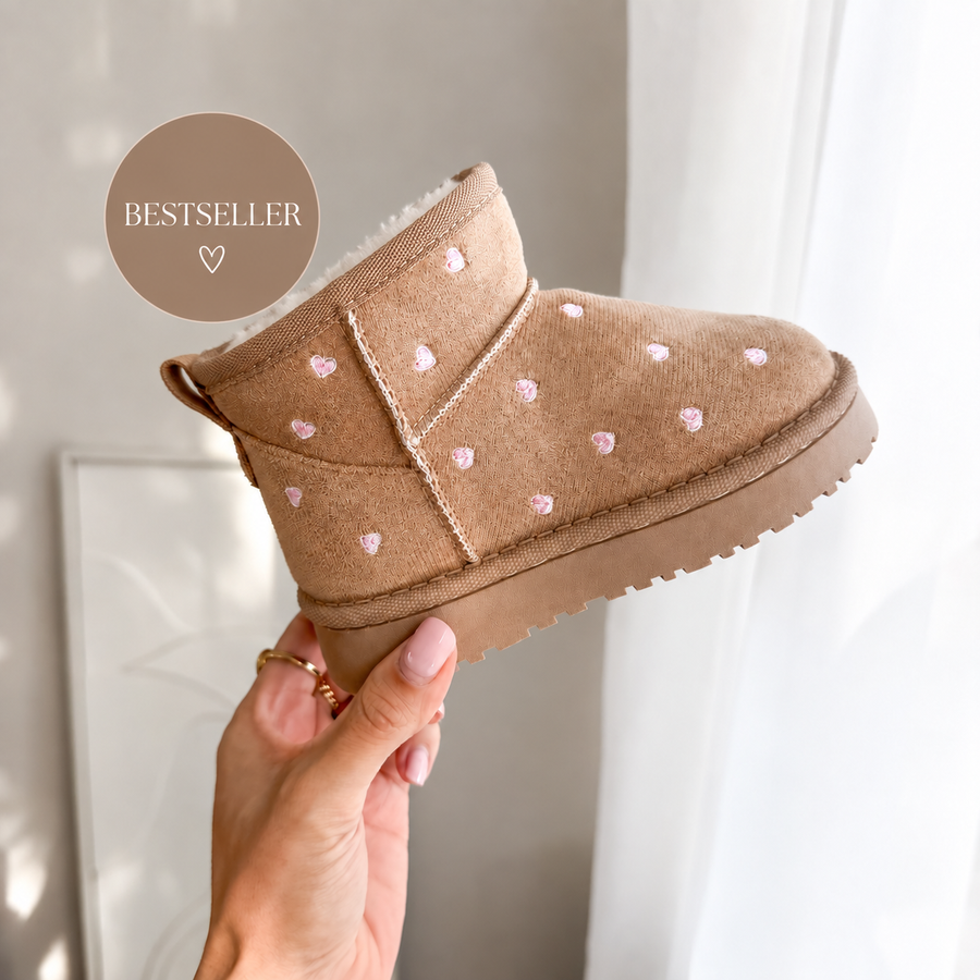 Heart Boots hoog - Beige (mini)