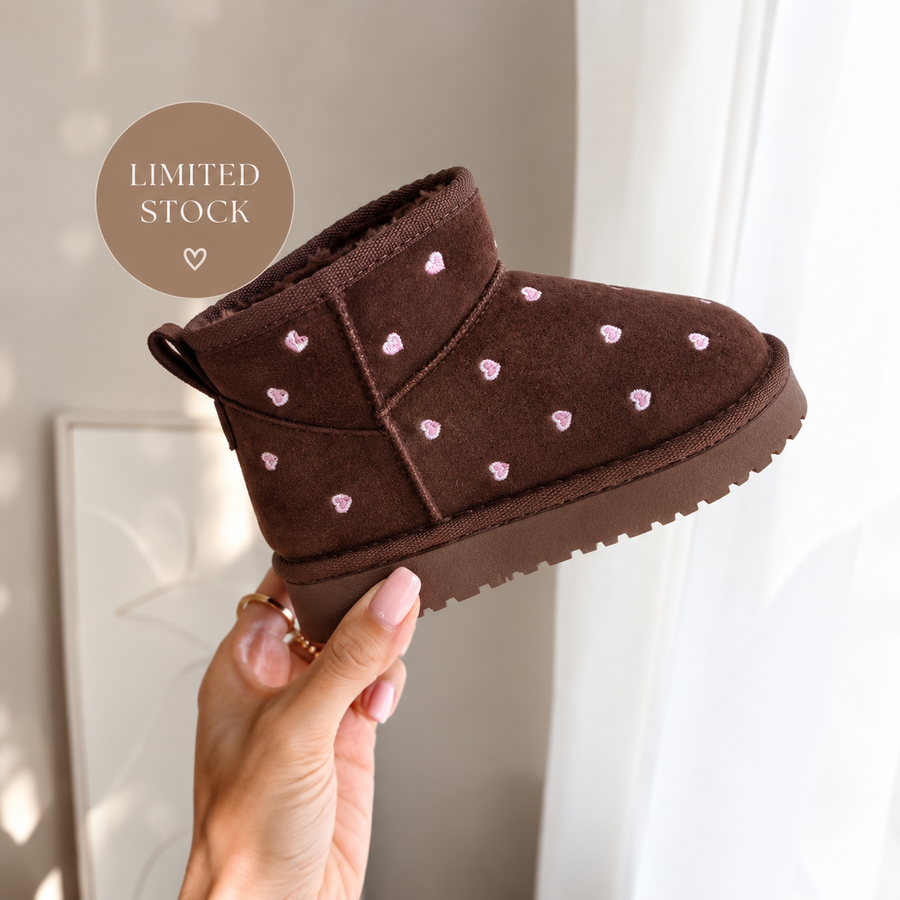 Heart Boots hoog - Donkerbruin (mini) (14 sept)