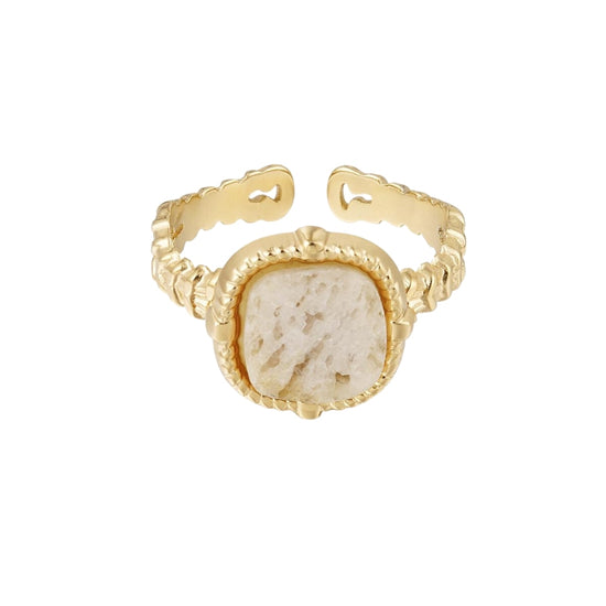 Ring Agaat Beige Goud - Extra Confidence