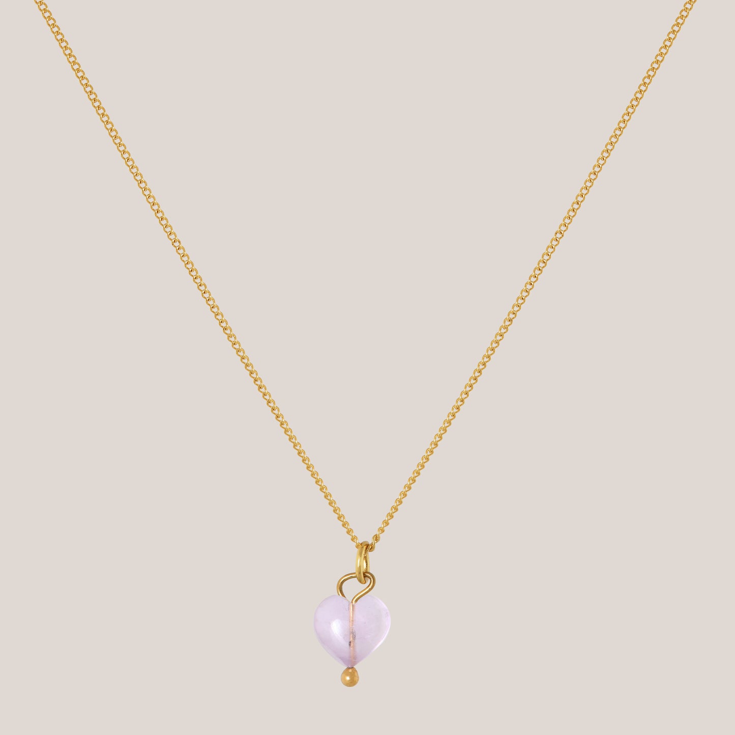 Ketting Roze Amethist Goud - Hart