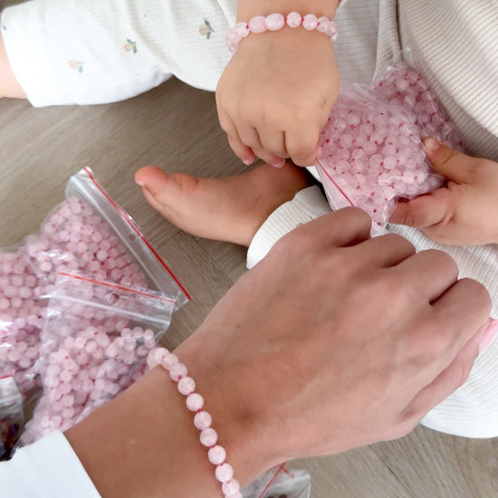 Armband Barnsteen Rozenkwarts - Matching