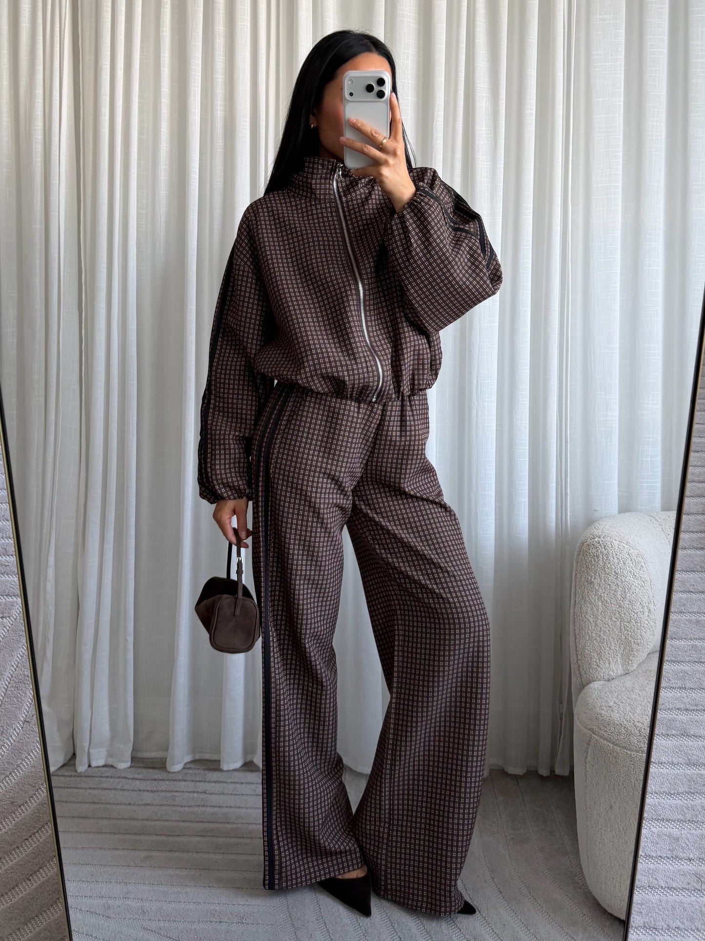 Geruite co-ord set – Choco (9-11)