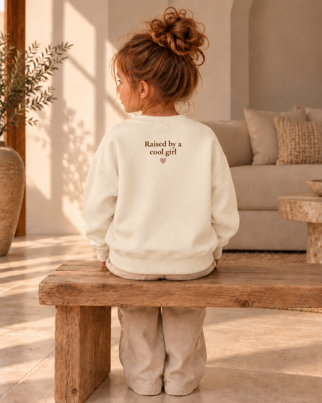 Trui Raised by a cool girl - Ivory (mini)